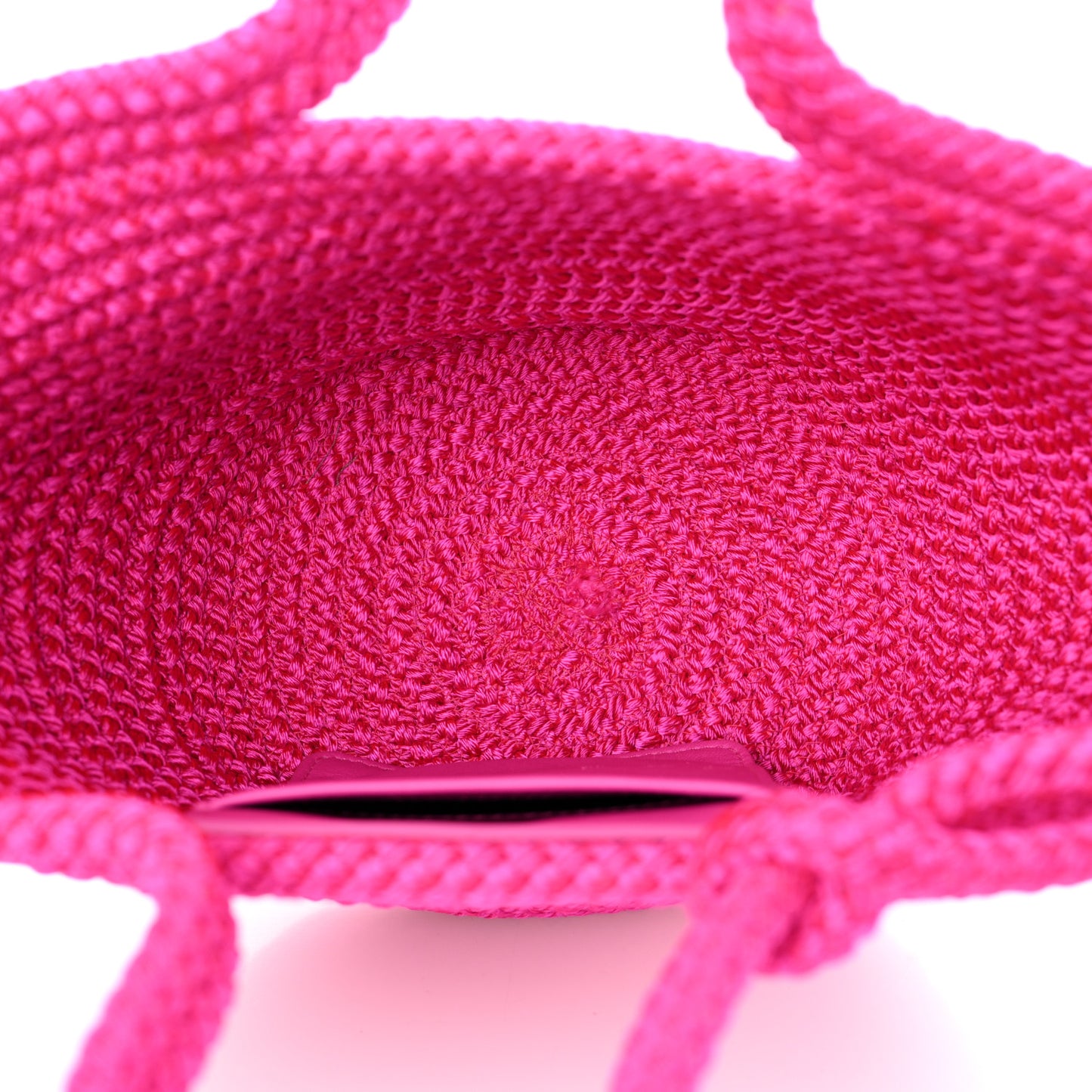 Nylon Lambskin Woven Small Ibiza Basket With Strap Lipstick Pink