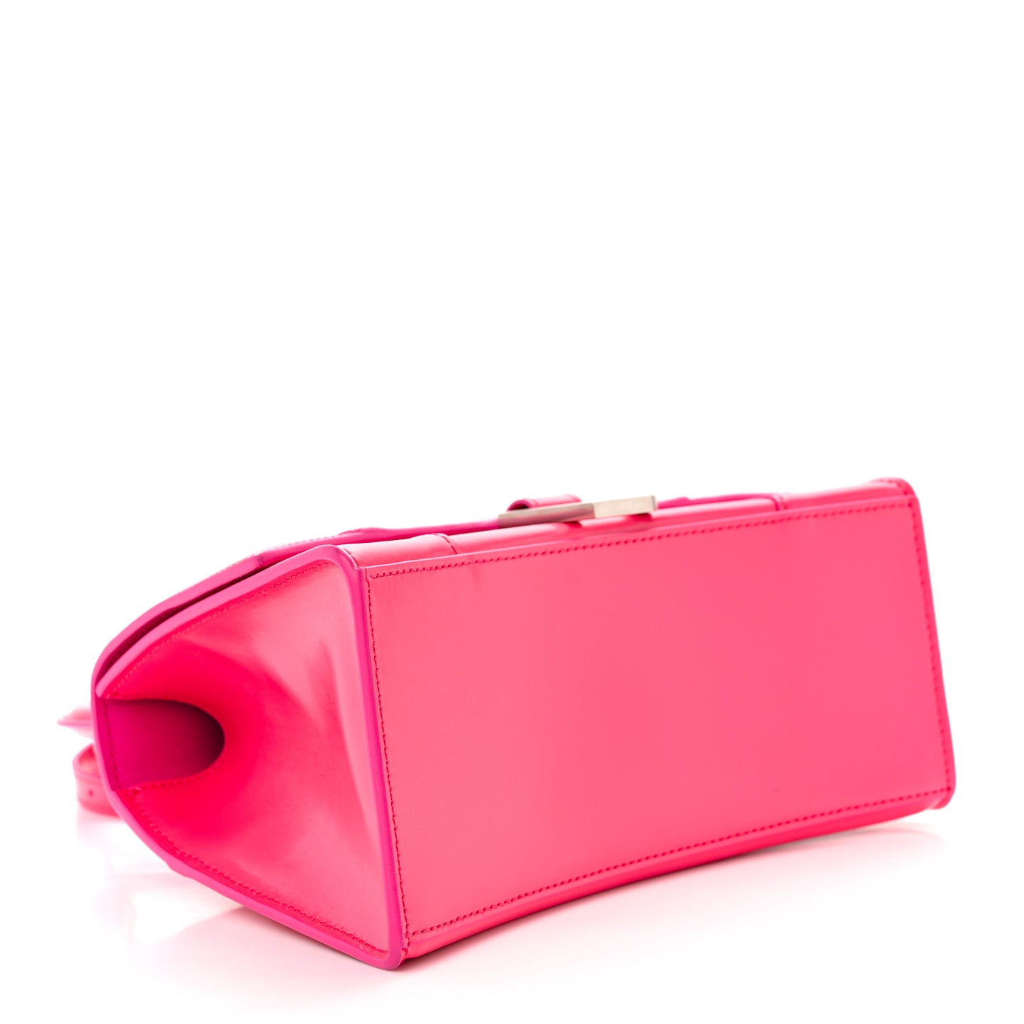 Shiny Box Calfskin Small Hourglass Top Handle Bag Acid Fuchsia