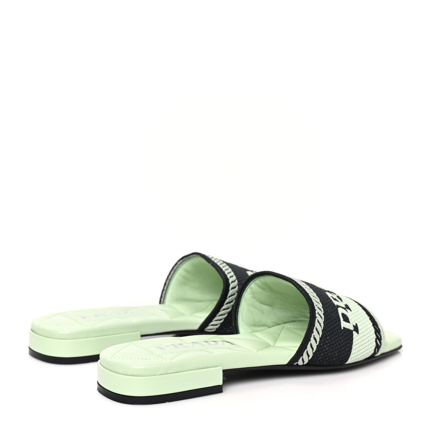 Fabric Logo Embroidered 10mm Slide Sandals 35 Black Acqua