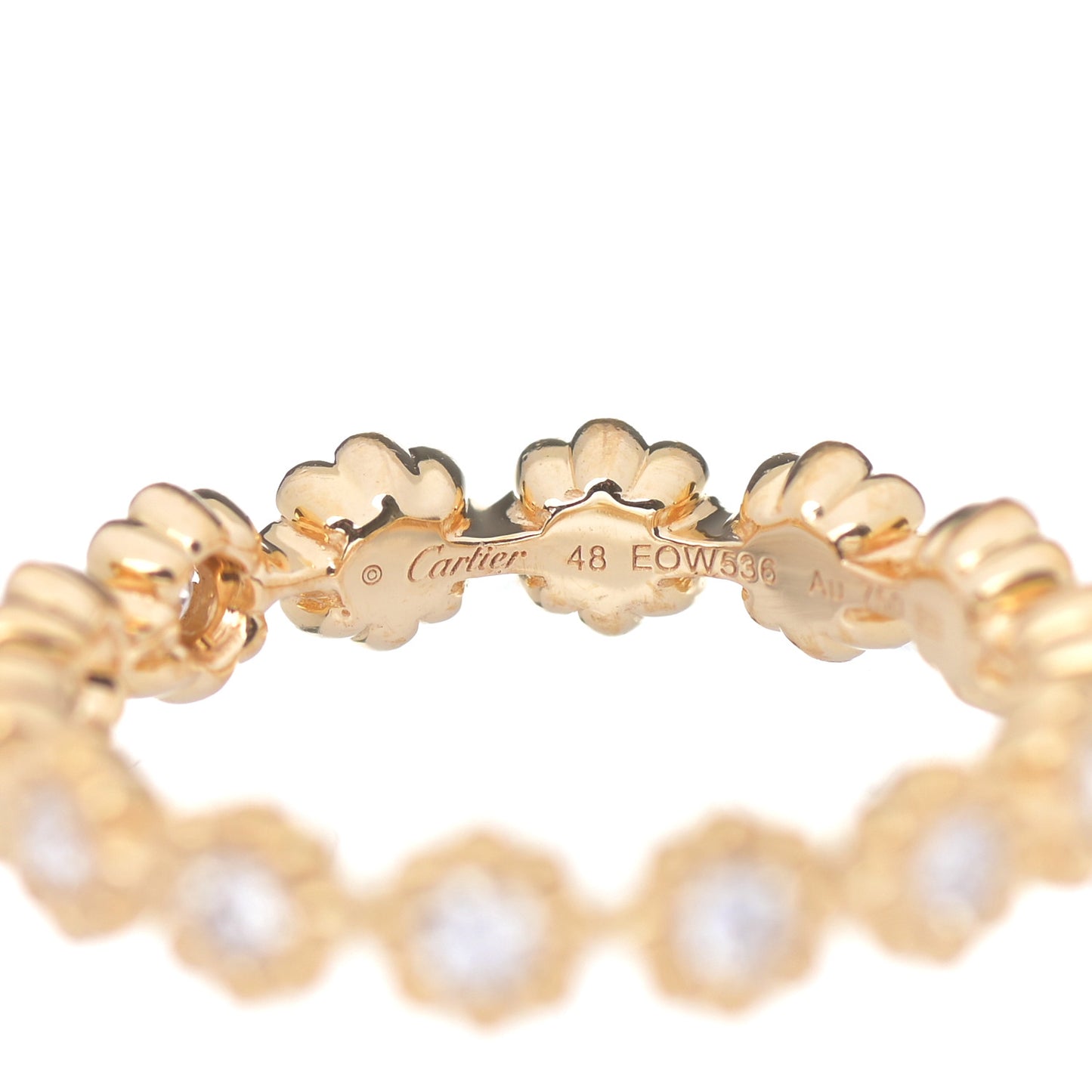 18K Yellow Gold Diamond Cactus de Cartier Wedding Band Ring 48 4.5