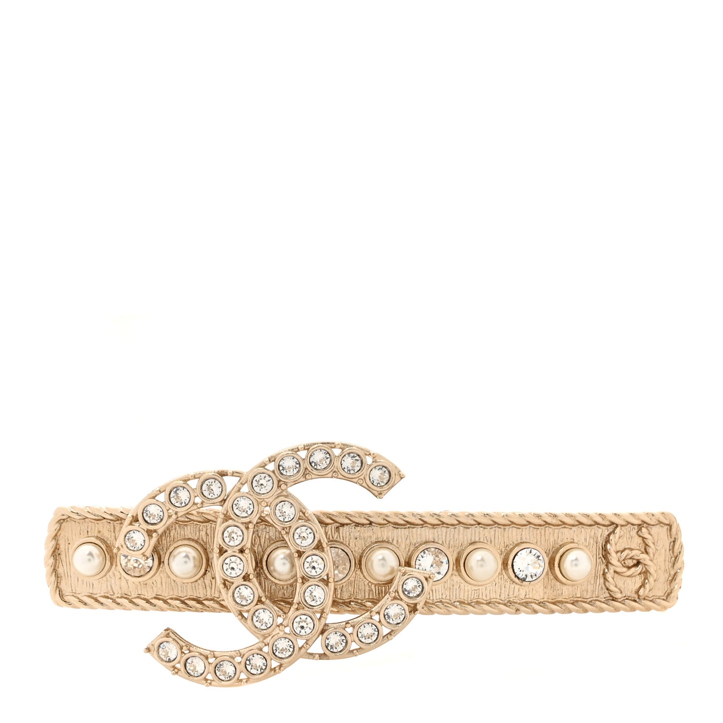 Metal Crystal Pearl CC Hair Clip Gold Pearly White