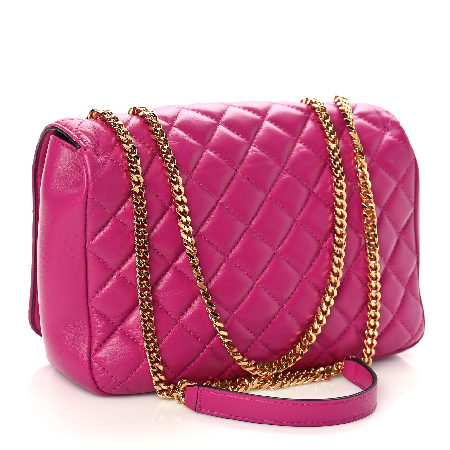 Nappa Quilted Medusa Chain Crossbody Pink