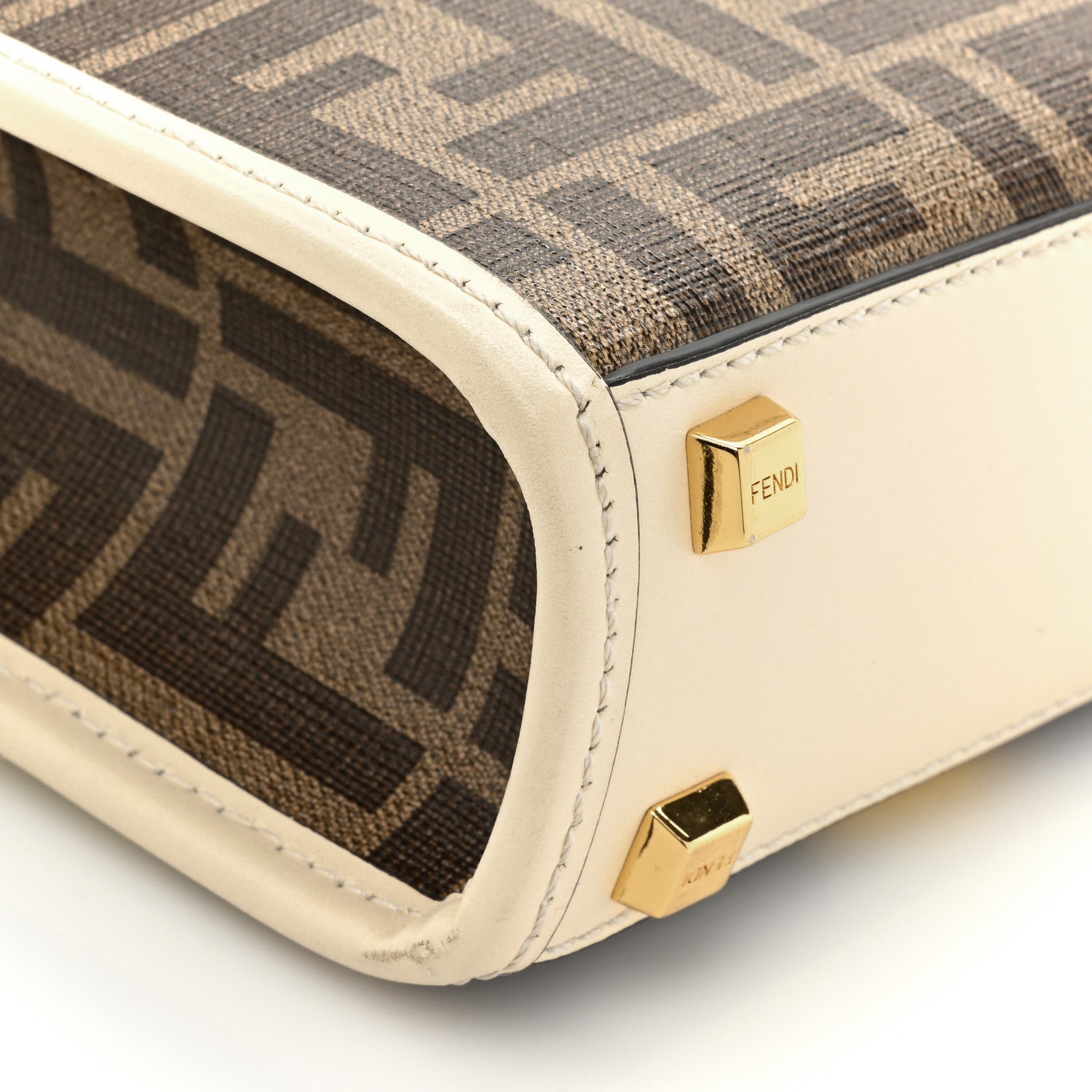 Fendi Glazed Fabric Vitello King Plexiglass FF 1974 Logo Hairdo Girls Inlay Mini Fendi Sunshine Shopper Tote Mogano Panna Multicolor 12 of 15