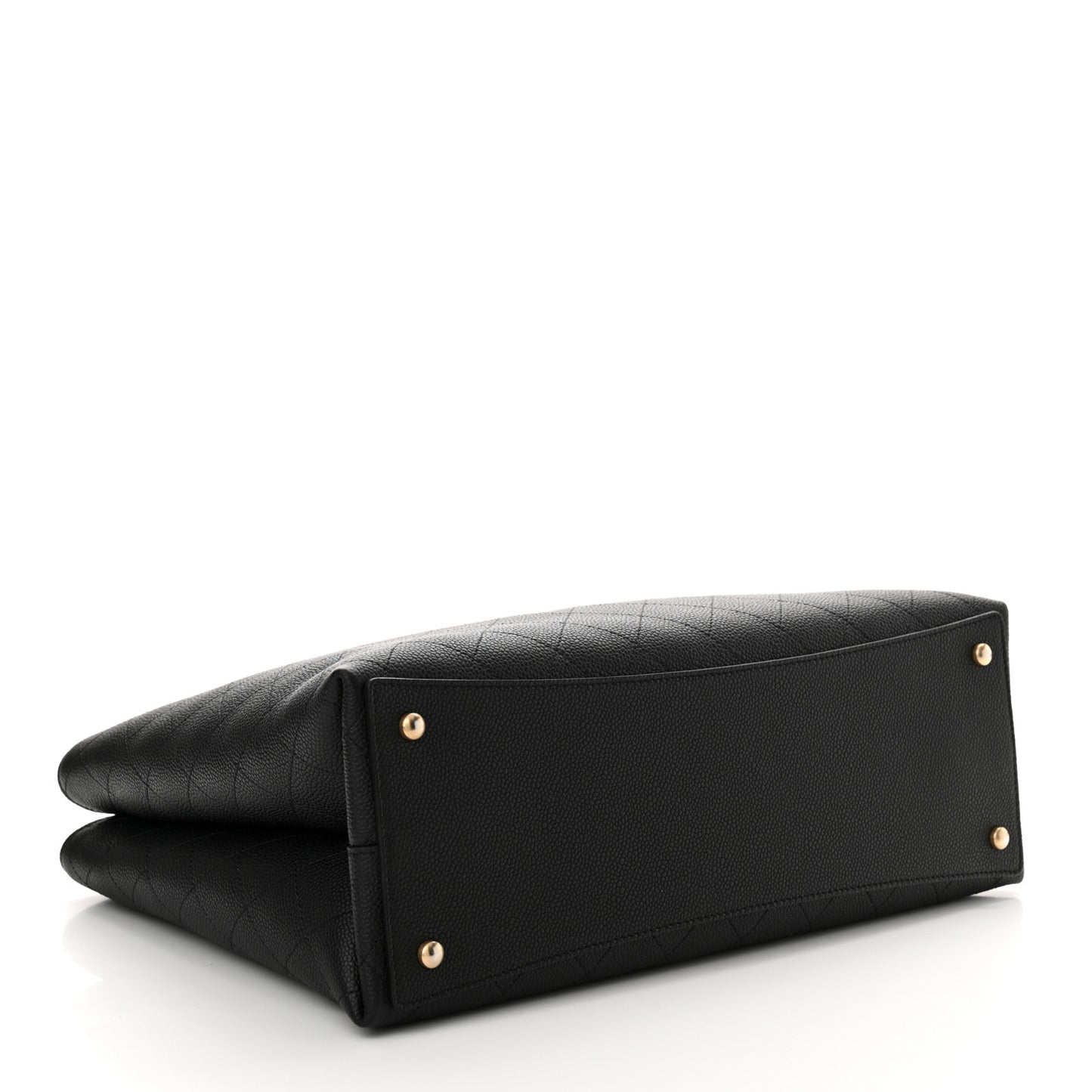 Caviar Stitched Large Shopping Tote Bag Black