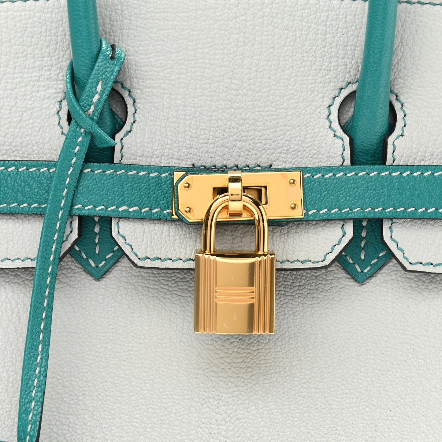Chevre Mysore Horseshoe Birkin 25 Gris Perle Bleu Paon