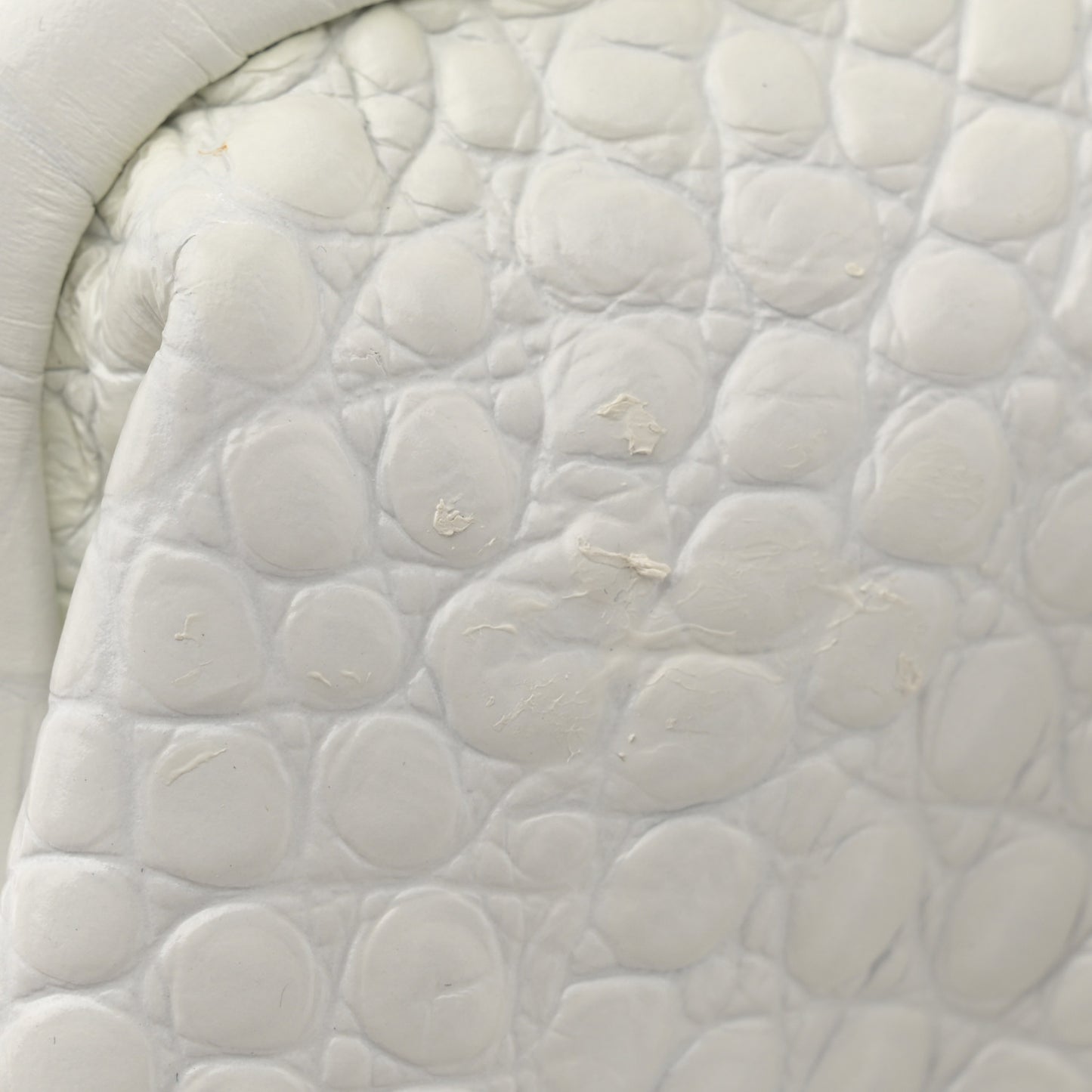 Shiny Supple Calfskin Logo Crocodile Embossed XL Cloud Clutch White