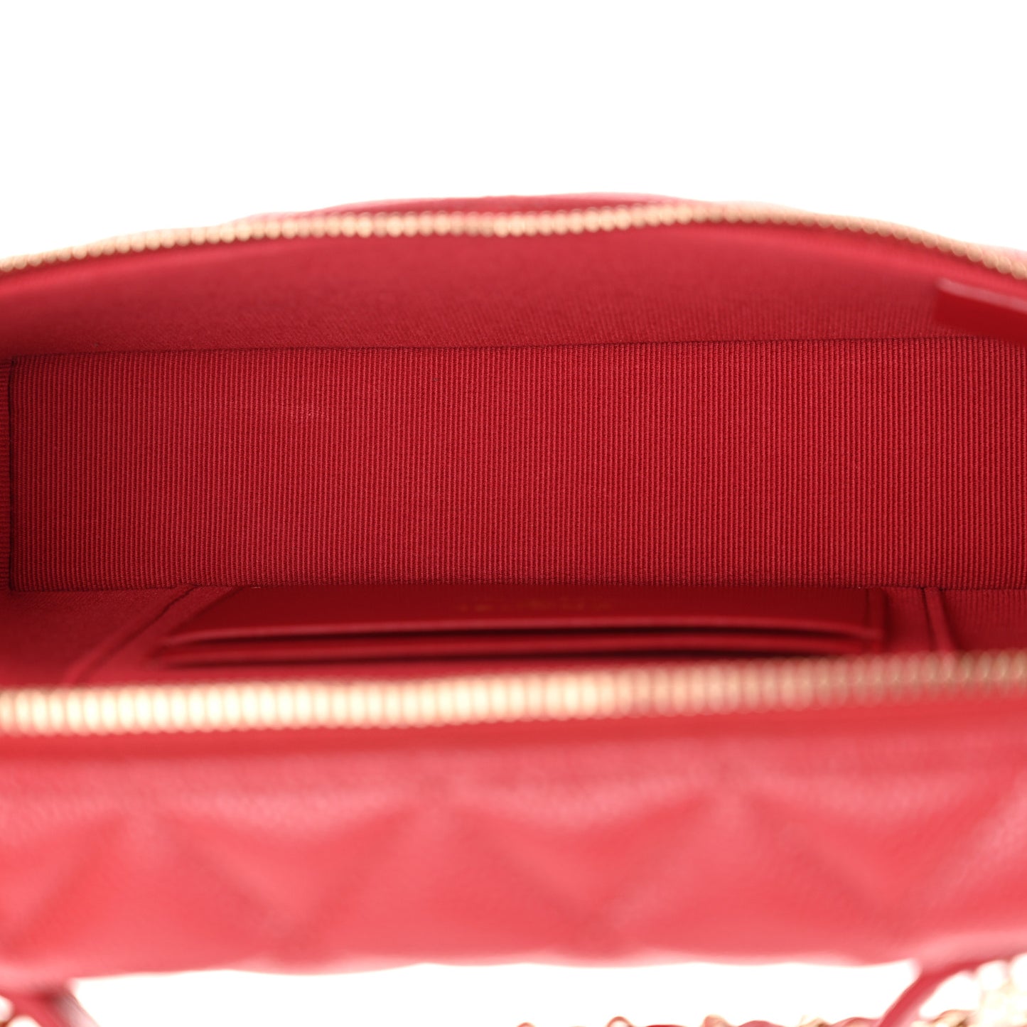 Caviar Quilted Top Handle Slim Vanity With Chain Red