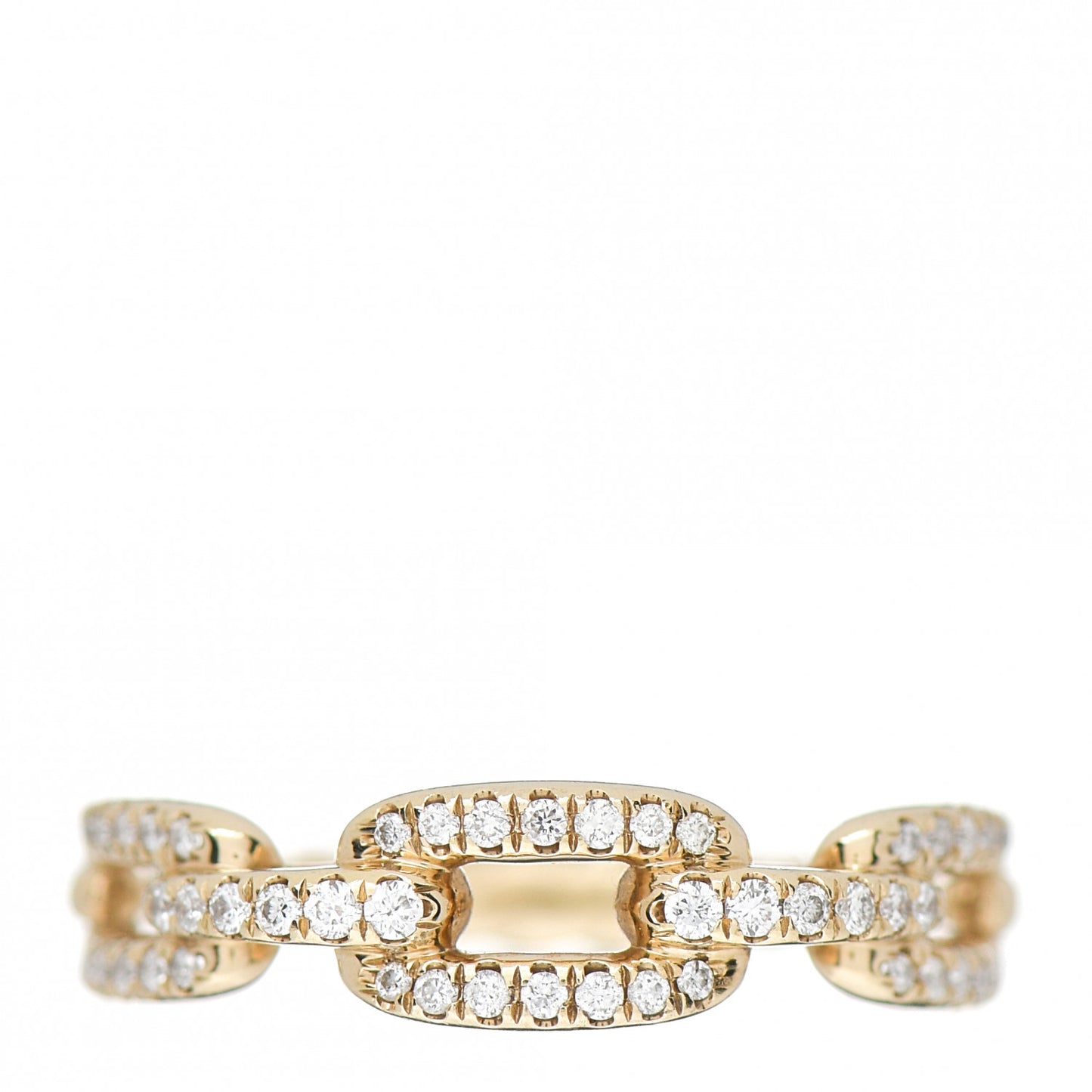 18K Yellow Gold Diamond 4.5mm Stax Single Row Chain Link Ring 49 4.75