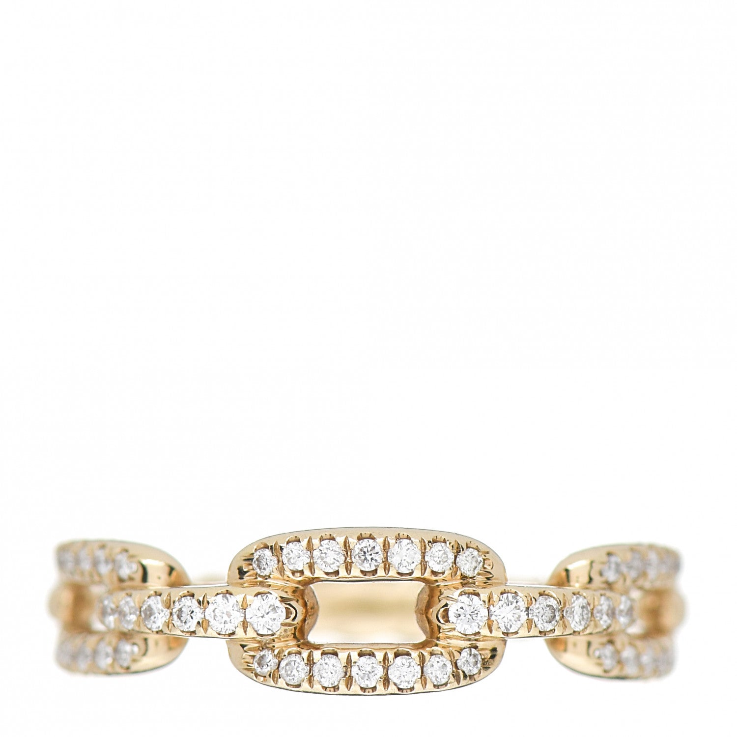 David Yurman 18K Yellow Gold Diamond 4.5mm Stax Single Row Chain Link Ring 49 4.75 1 of 5