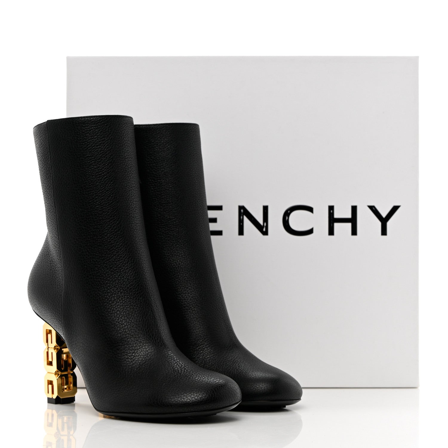 Givenchy Grained Calfskin G Cube Heel Ankle Boots 37 Black 12 of 12