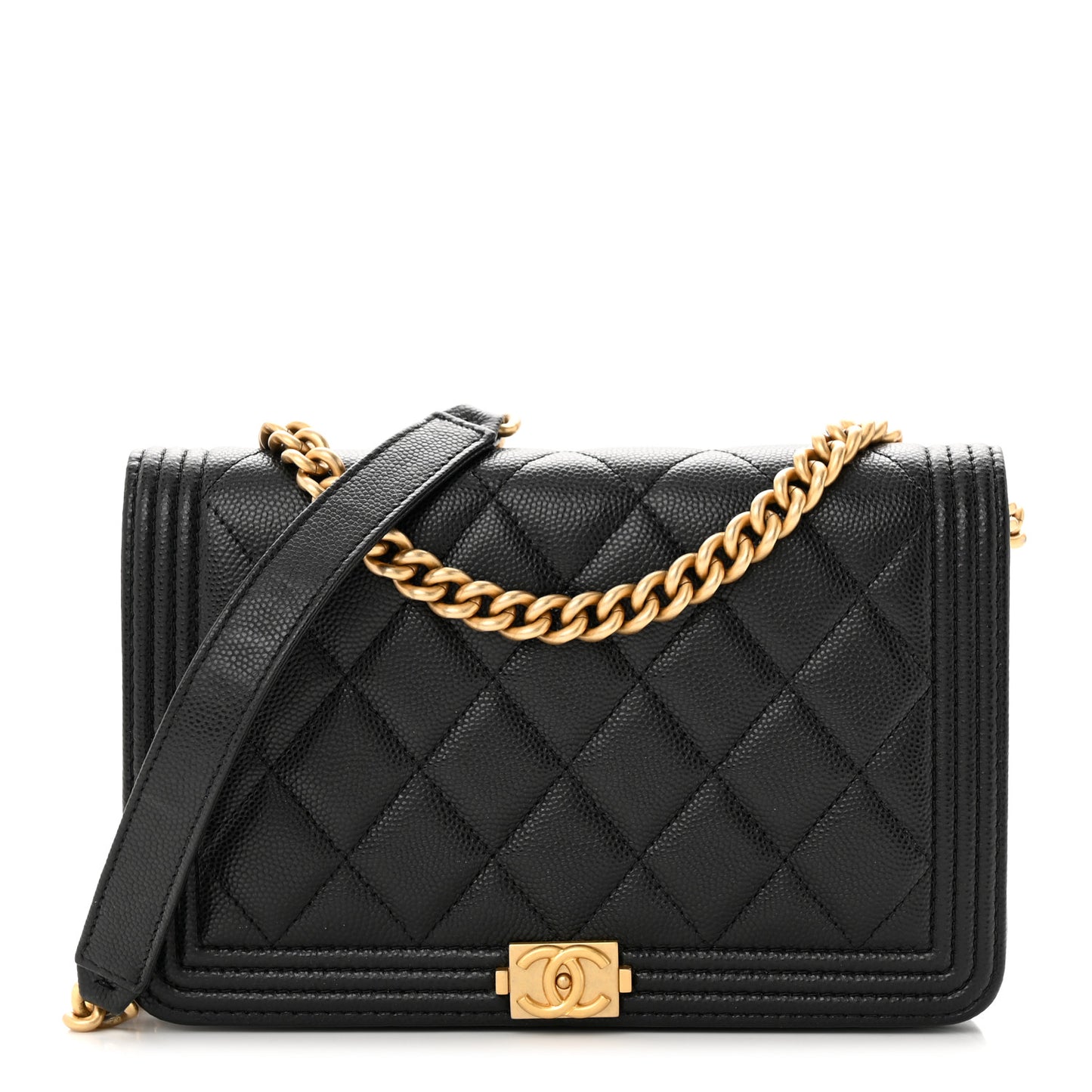 Caviar Quilted Boy Wallet On Chain WOC Black