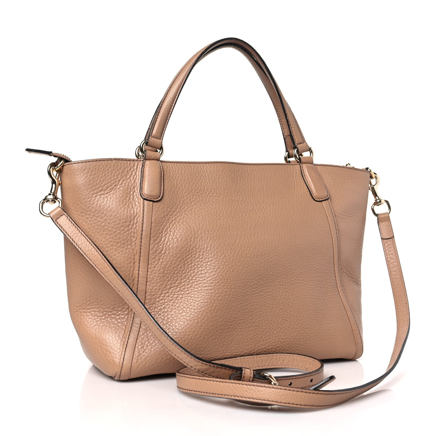 Pebbled Calfskin Small Soho Top Handle Bag Camelia
