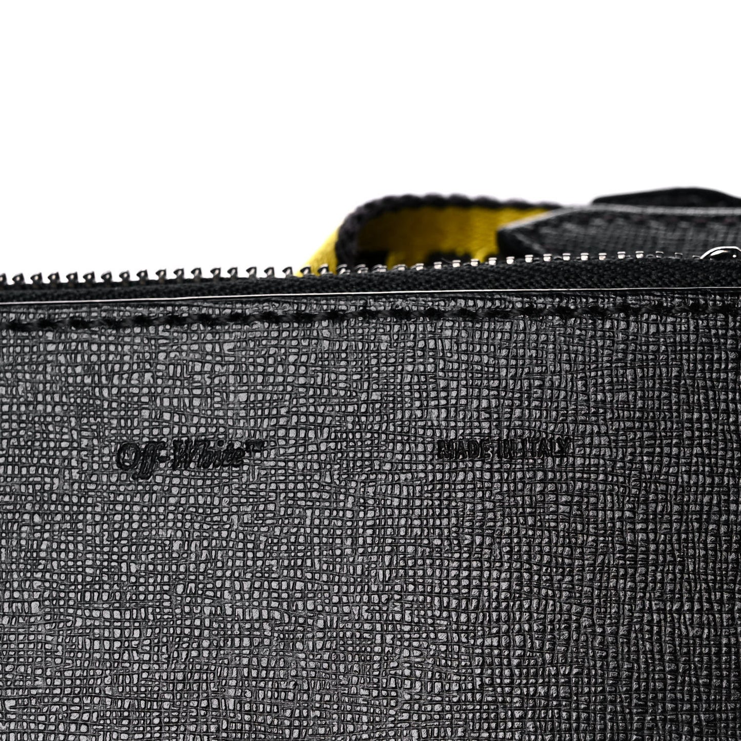 Saffiano Striped Mini Diag Binder Clip Bag Black White Yellow