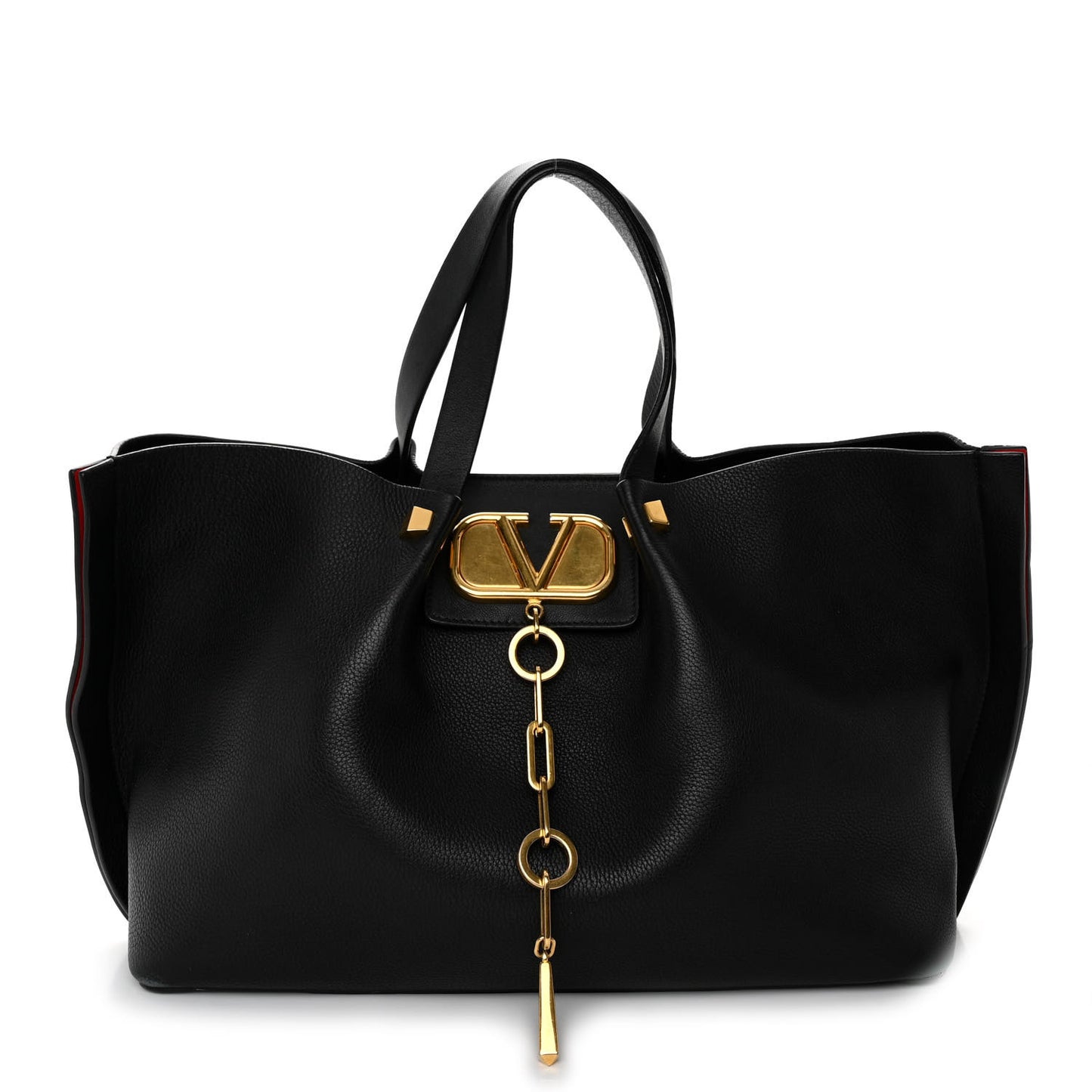 Grainy Calfskin Medium VLogo Escape Shopper Black