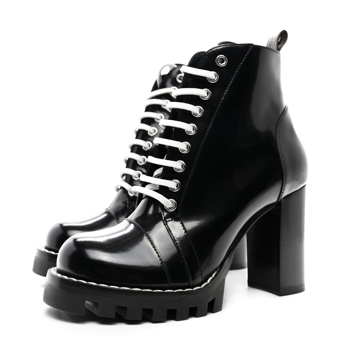 Glazed Calfskin Star Trail Ankle Boots 37.5 Black
