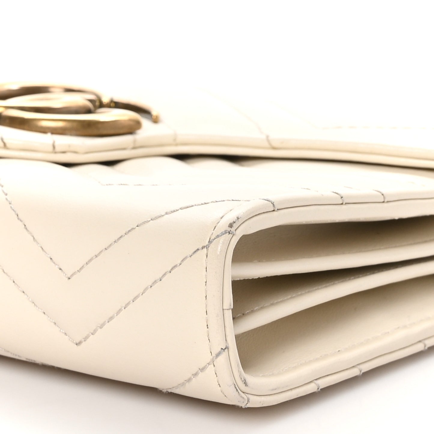 Calfskin Matelasse GG Marmont Chain Wallet Mystic White