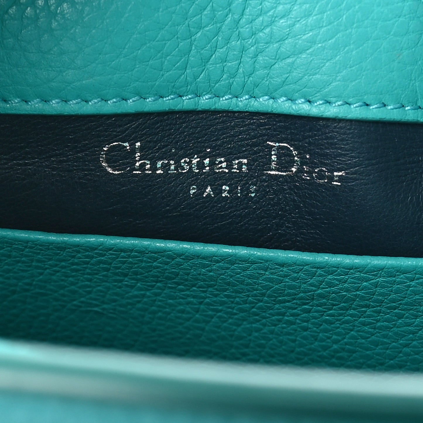 Grained Calfskin Small Open Bar Tote Turquoise