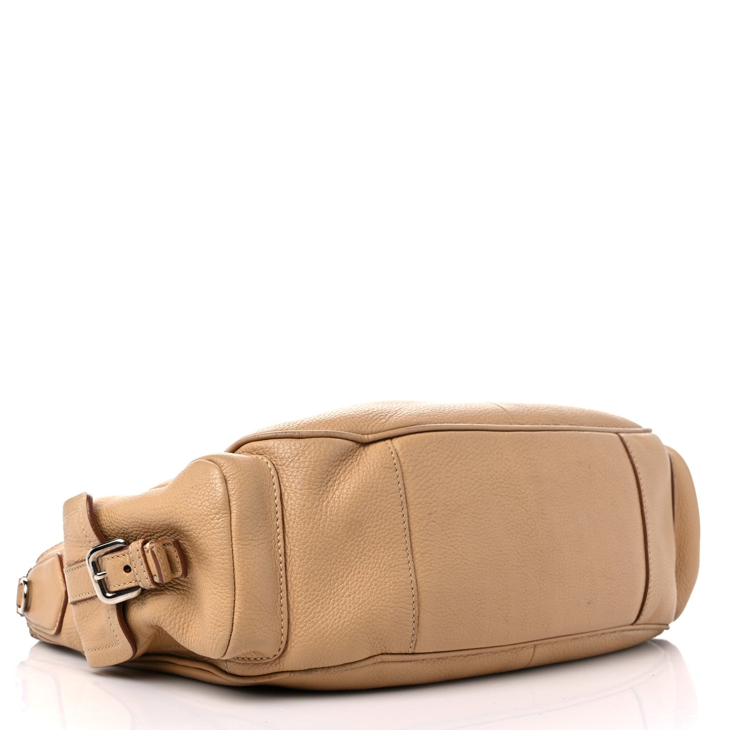 Vitello Daino Buckle Shoulder Bag Sabbia