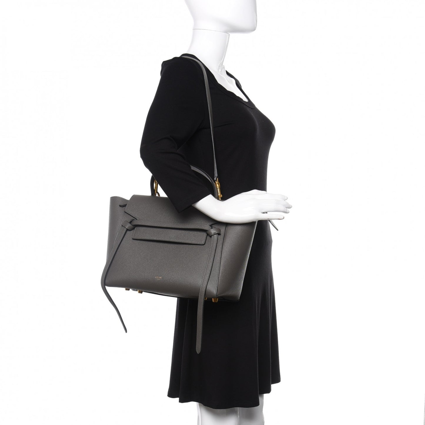 Grained Calfskin Mini Belt Bag Grey