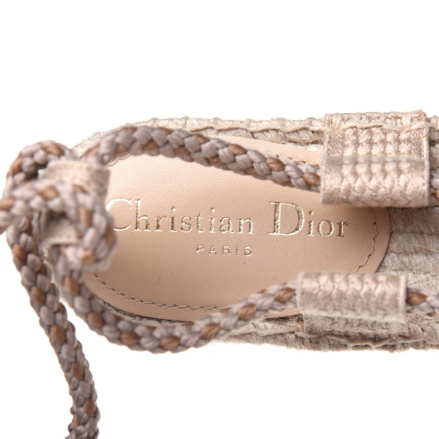 Cotton Embroidered Diorexpress Rope Sandals 35.5 Cream