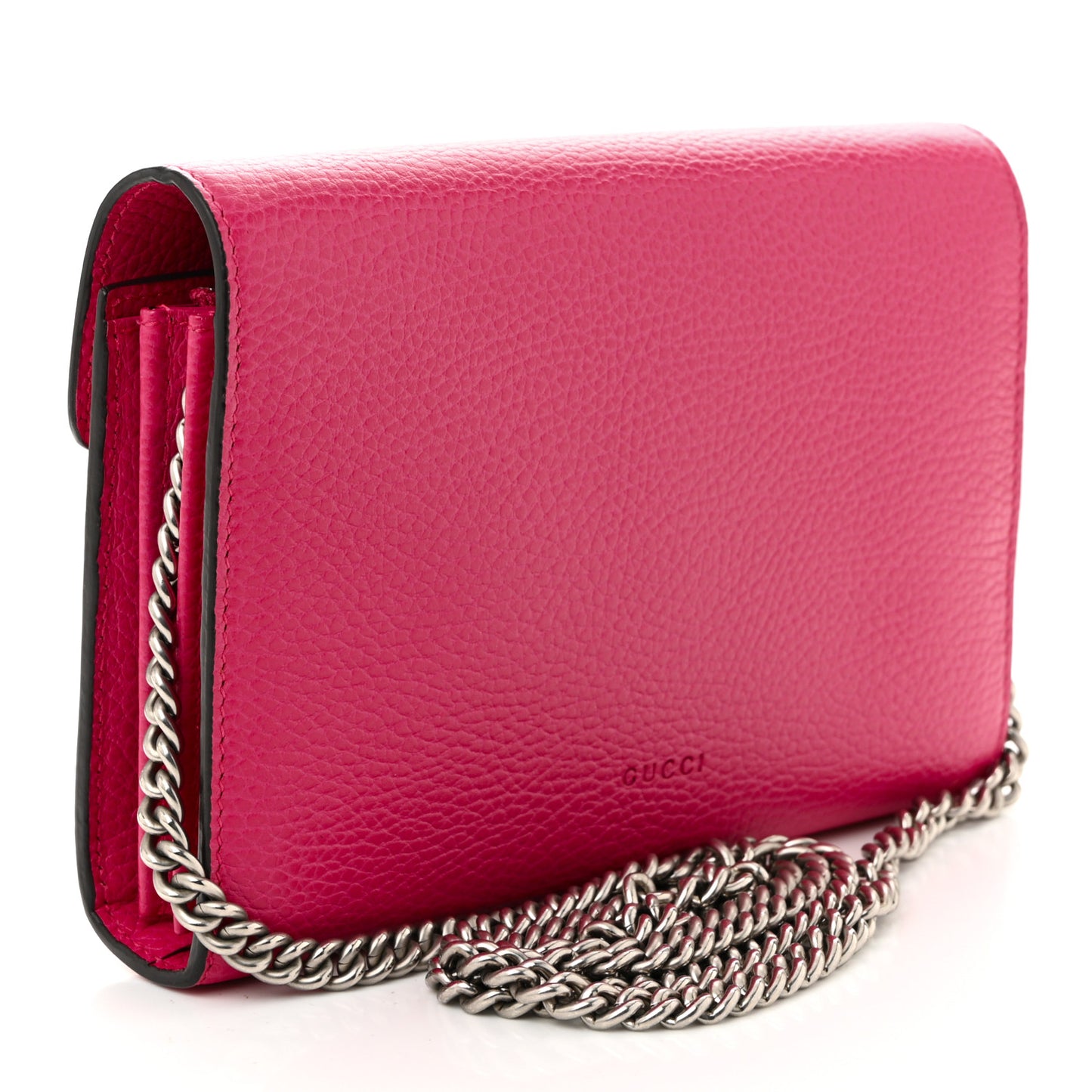 Dollar Calfskin Crystal Mini Dionysus Chain Wallet Box Pink