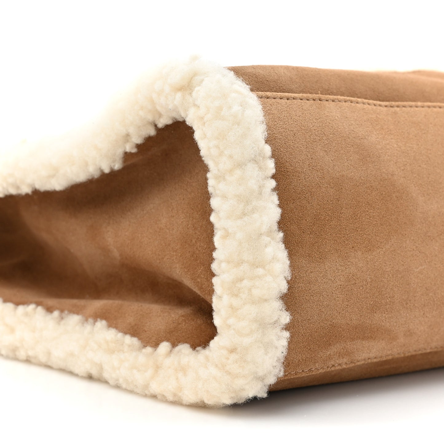 X UGG Suede Shearling Medium Shopping Bag Chestnut