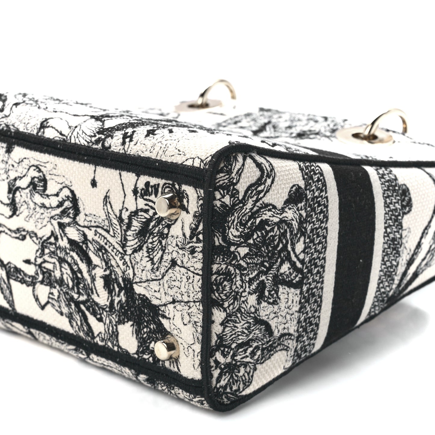 Canvas Embroidered Zodiac Toile De Jouy Medium Lady D-Lite Latte