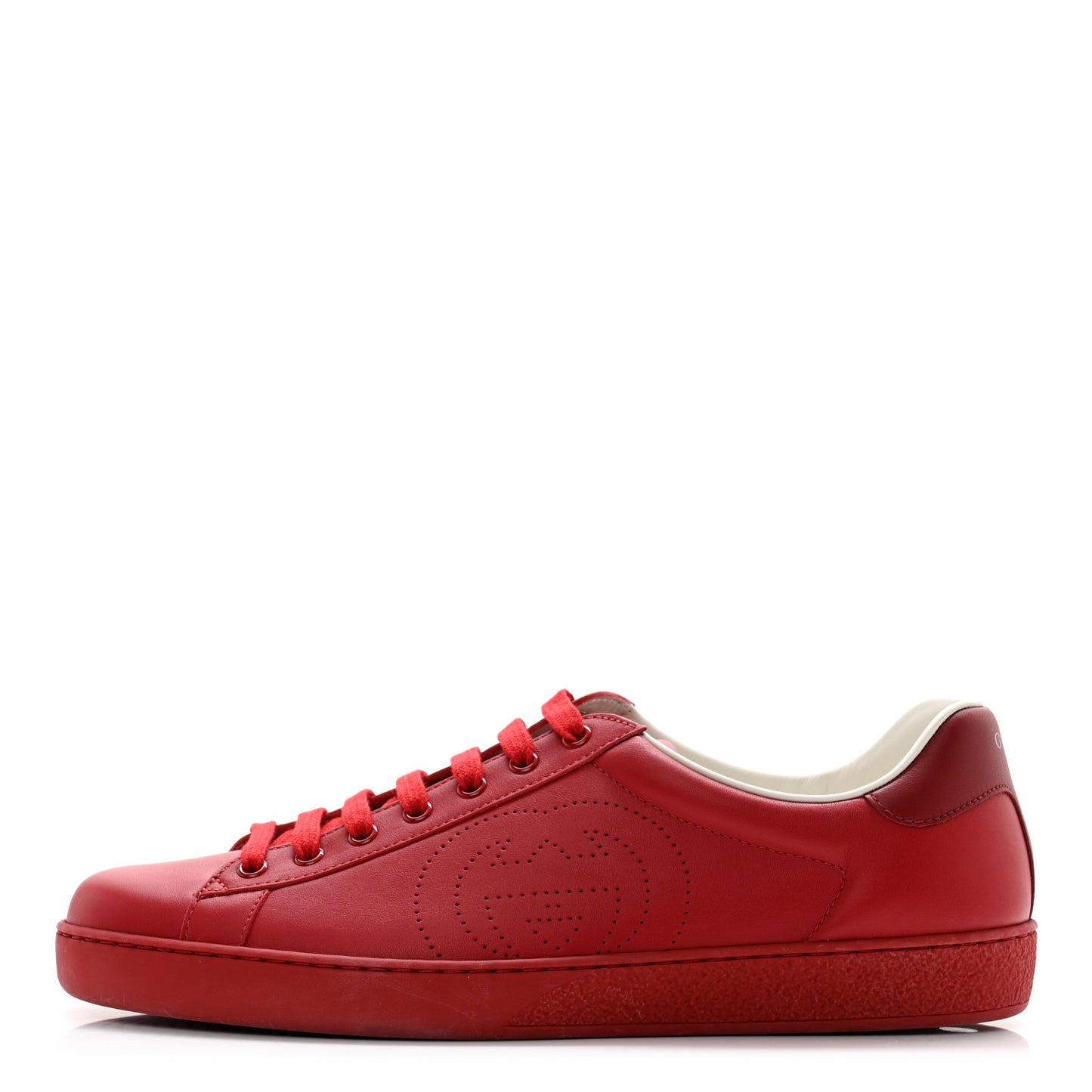 Calfskin Miro Soft Interlocking G Perforated Mens Ace Sneakers 10 Hibiscus Red Red Vintage