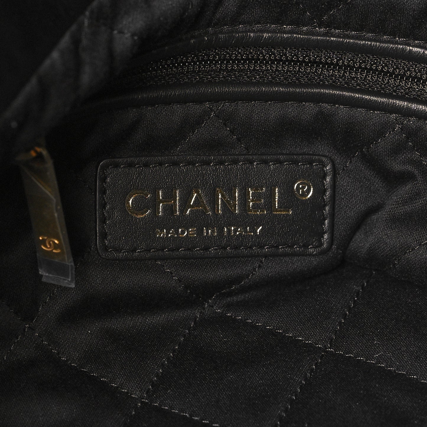 Shiny Calfskin Quilted Small Chanel 22 Black