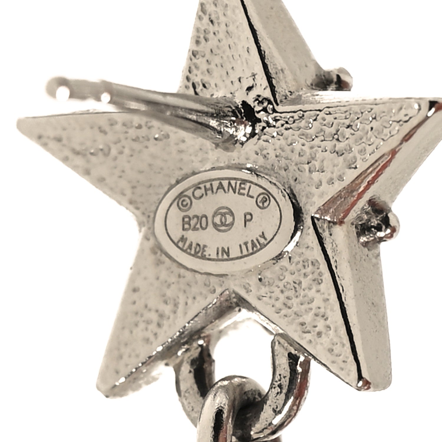 Chanel Crystal Pearl CC Star Drop Earrings Silver 4 of 6