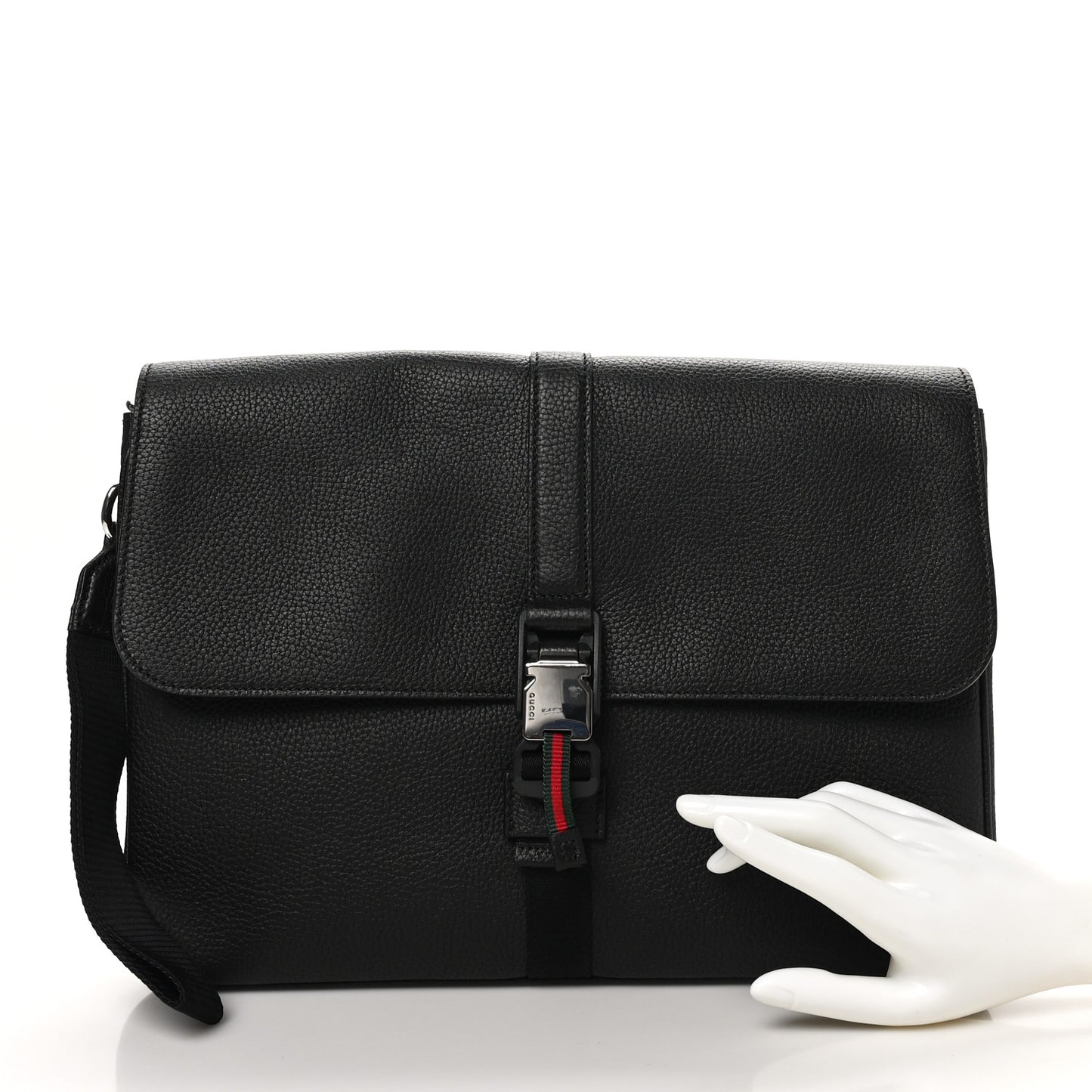Calfskin Web Medium Business Case Black