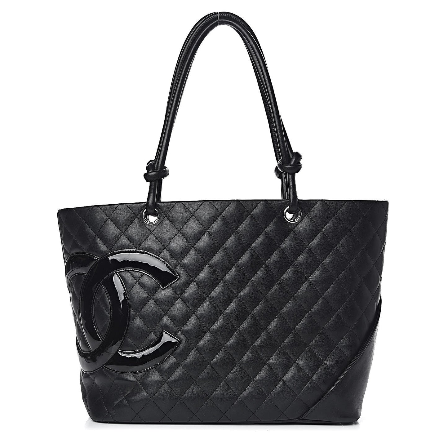 Calfskin Quilted Large Cambon Tote Black