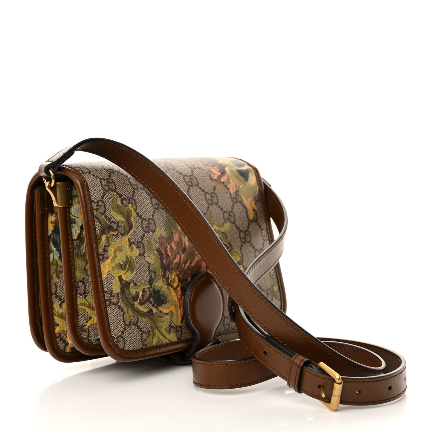 GG Supreme Monogram Azalea Calfskin Dusty Carnation Mini Retro Interlocking G Flap Shoulder Bag Beige Ebony Multicolor Brown Sugar