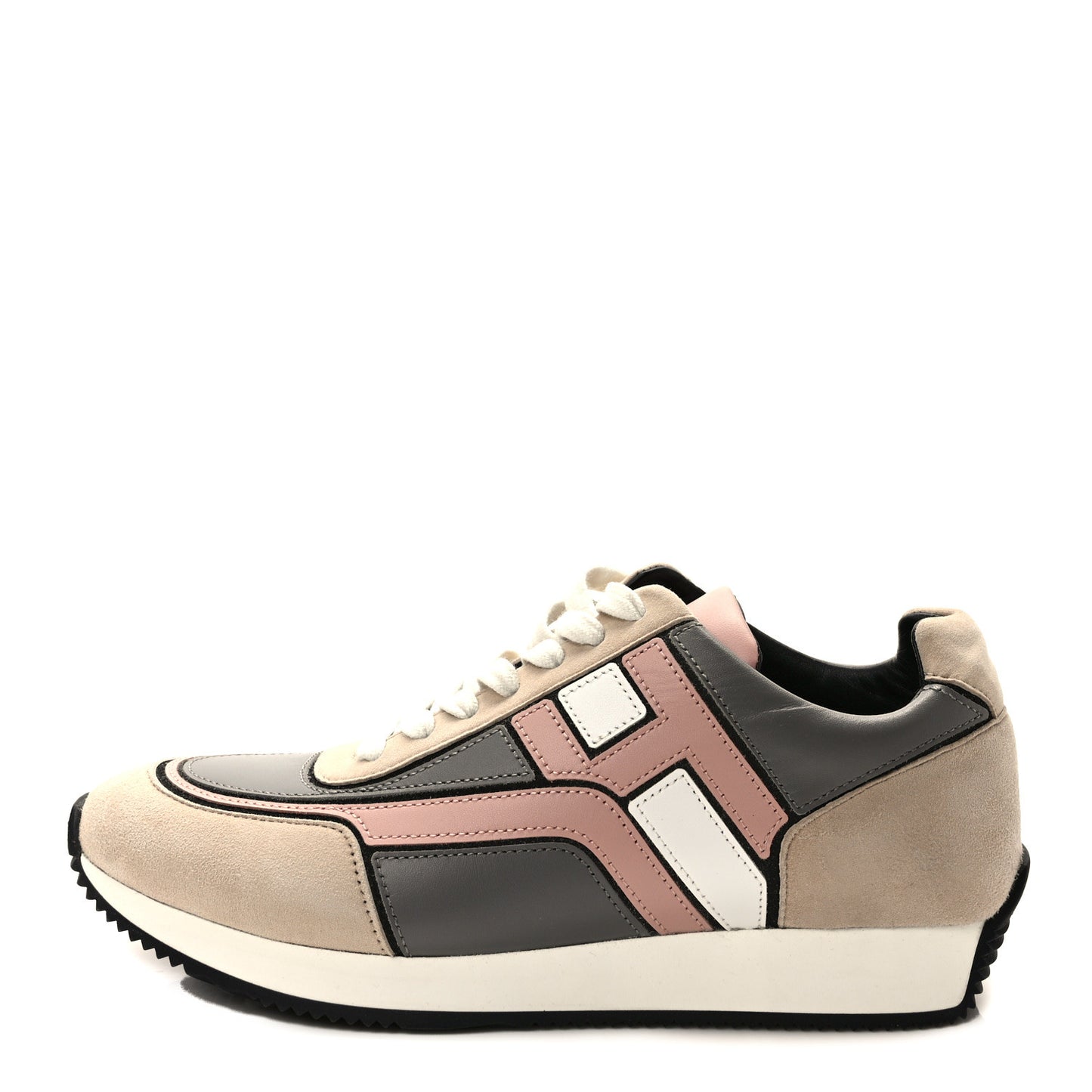 Calfskin Suede Goatskin Womens Chris Sneakers 38 Gris D'Hiver