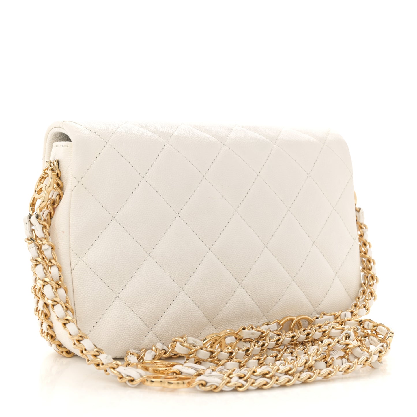 Caviar Quilted Mini CC You Flap White
