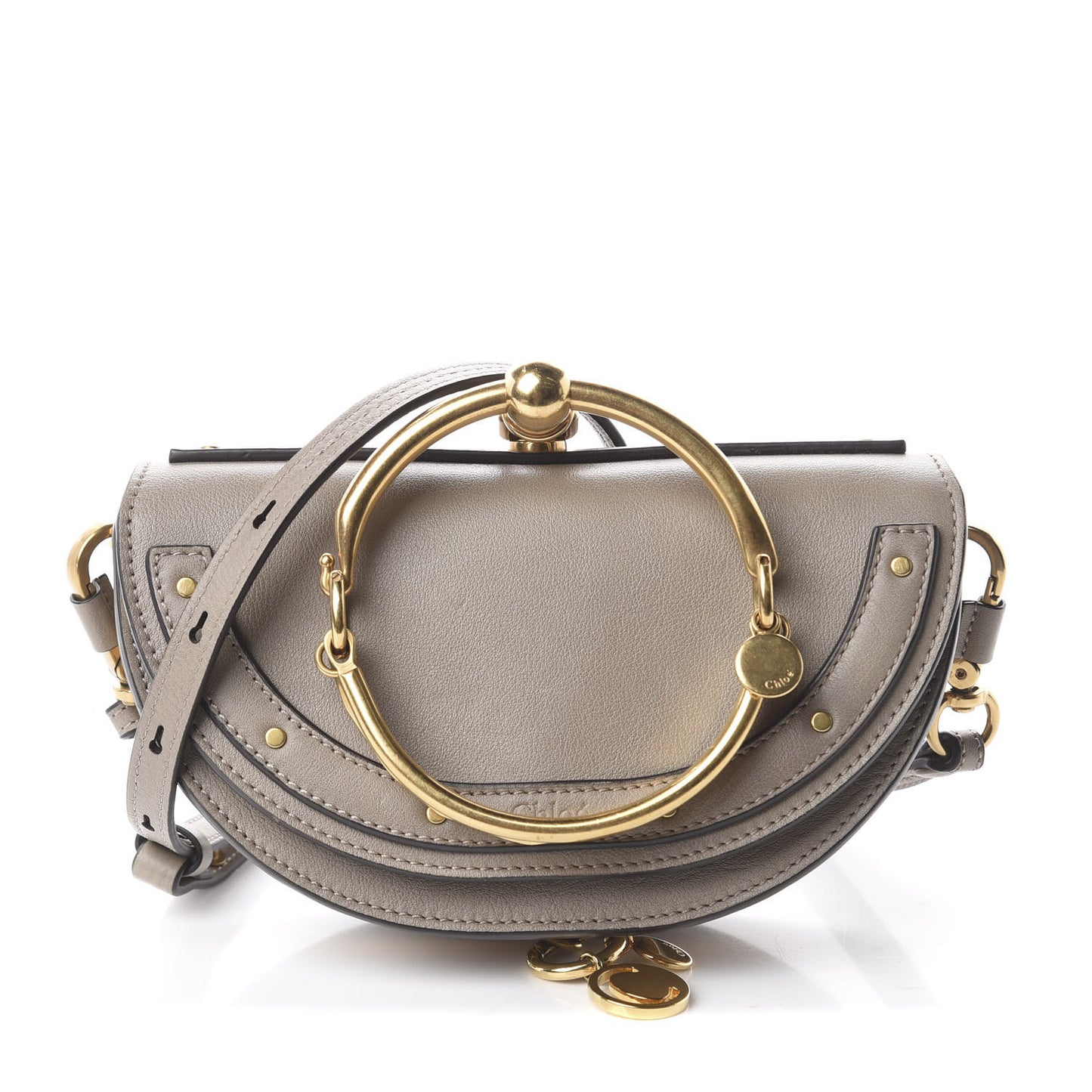 Calfskin Small Nile Bracelet Minaudiere Bag Motty Grey