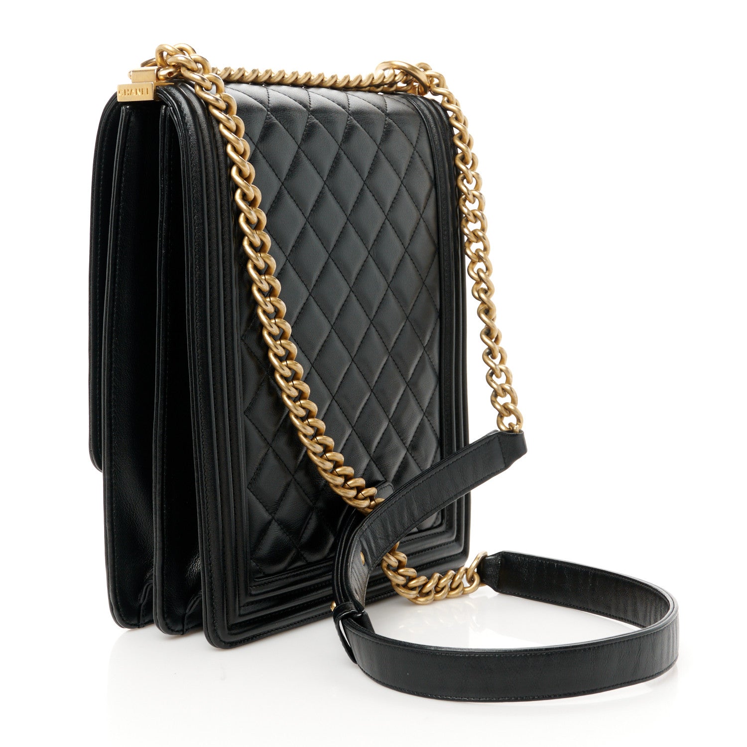 Chanel Calfskin Quilted North South Boy Flap Black 3 of 10