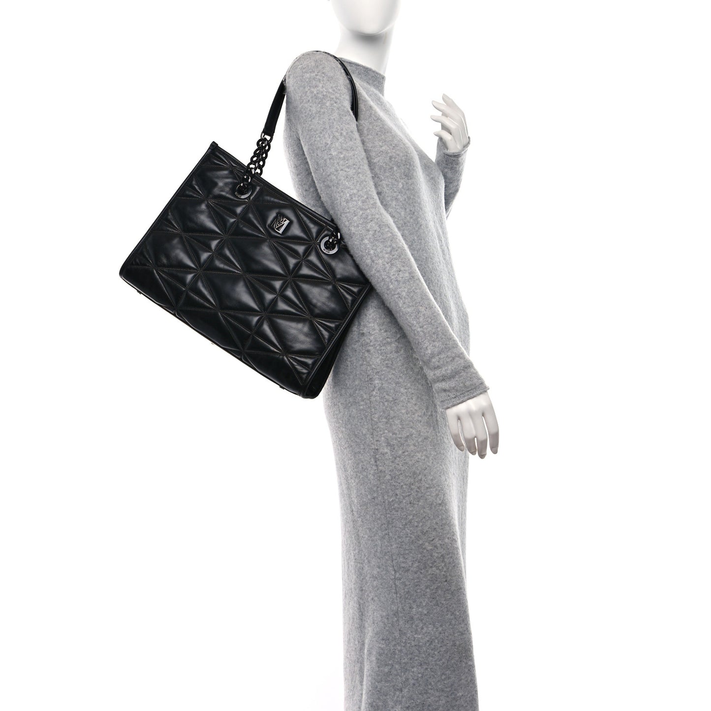 Lambskin Cloud Quilted Large Travia Tote Black