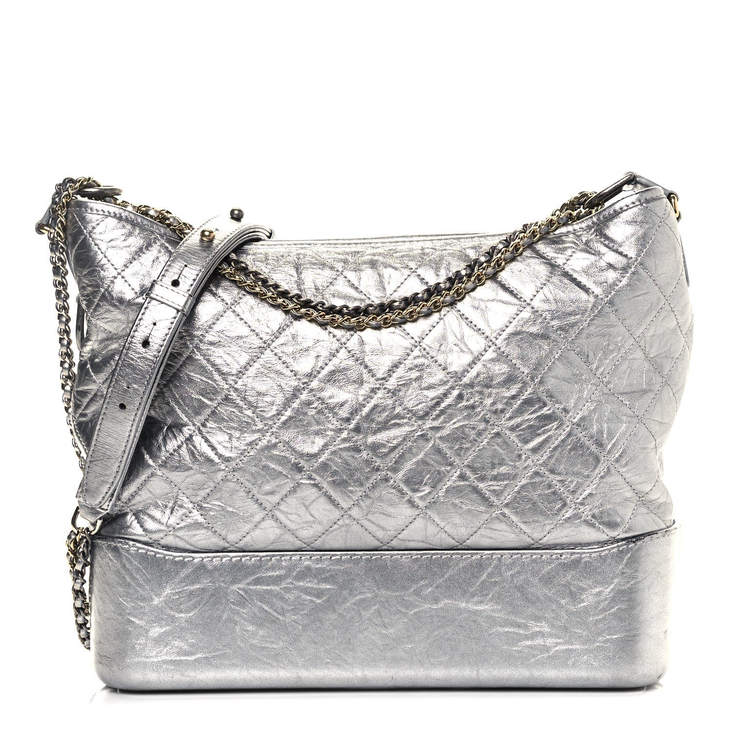Chanel Metallic Aged Calfskin Quilted Large Gabrielle Silver 1 of 14
