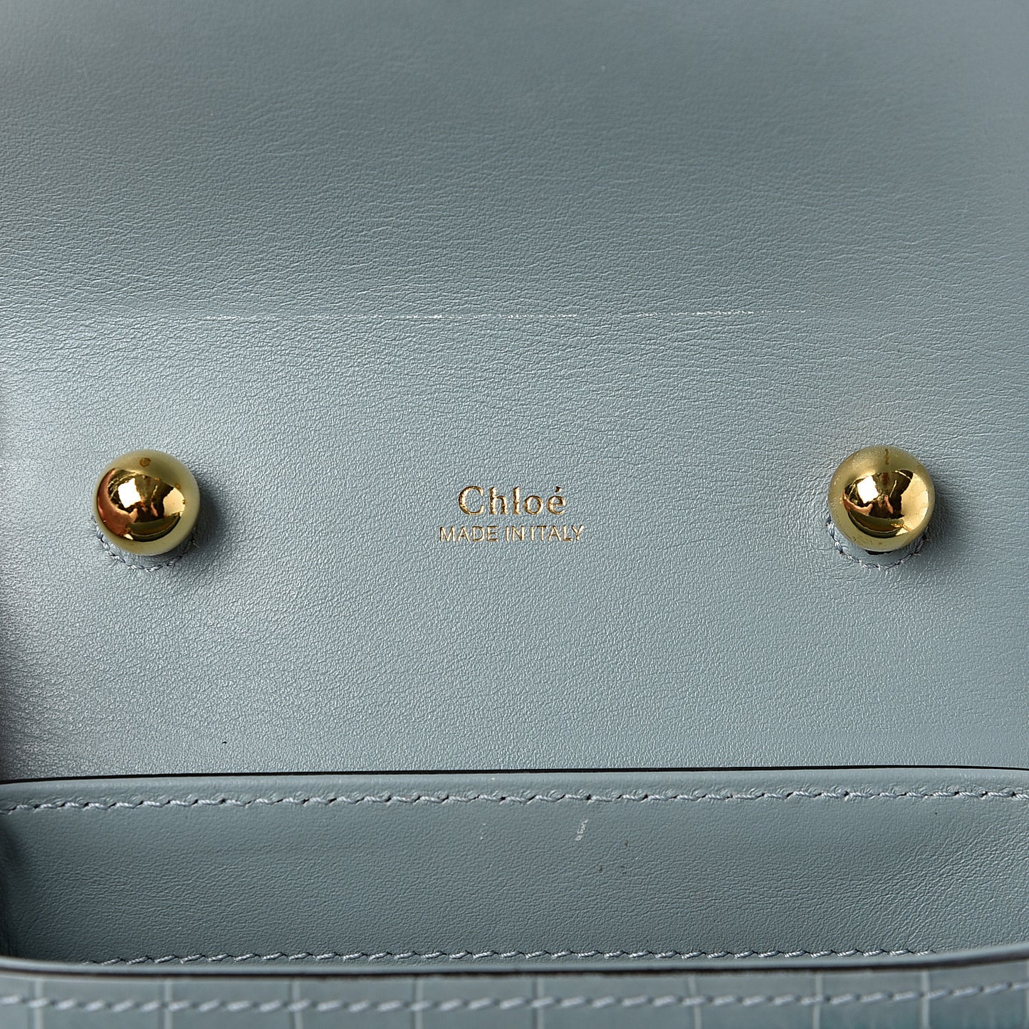 Calfskin Crocodile Embossed Small Aby Lock Faded Blue