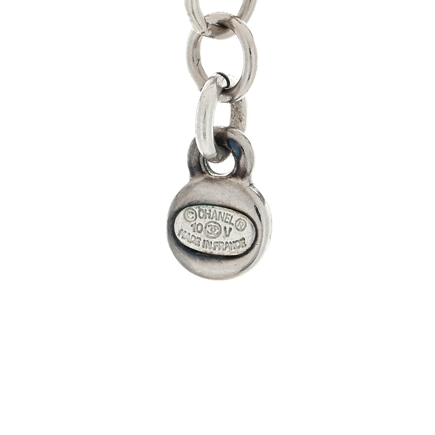 Crystal CC Drop Pendant Necklace Silver