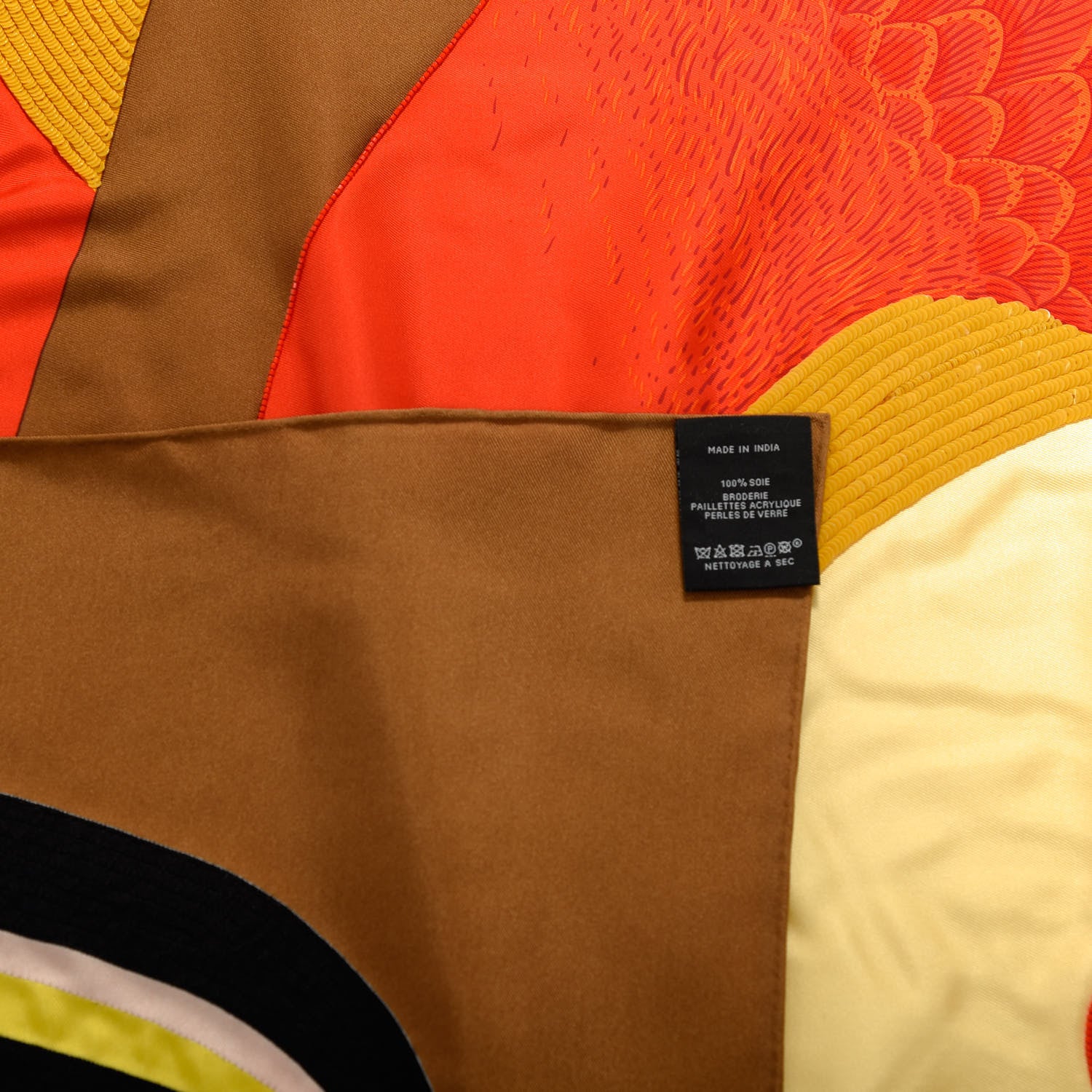 Hermes Silk Embroidered Giant Toucans De Paradis Scarf 140 Tabac Bleu Jaune 6 of 6
