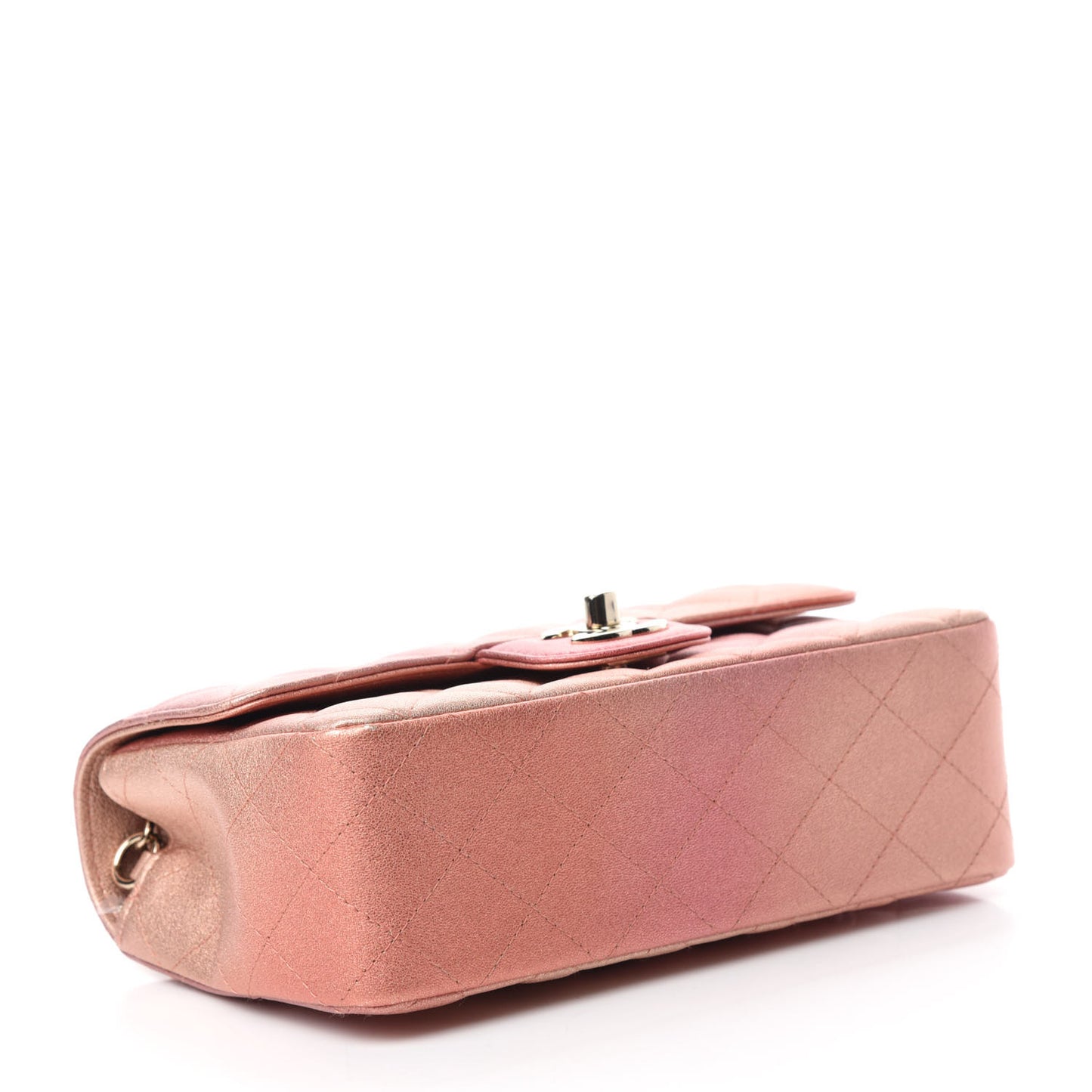 Metallic Lambskin Quilted Ombre Mini Rectangular Flap Pink