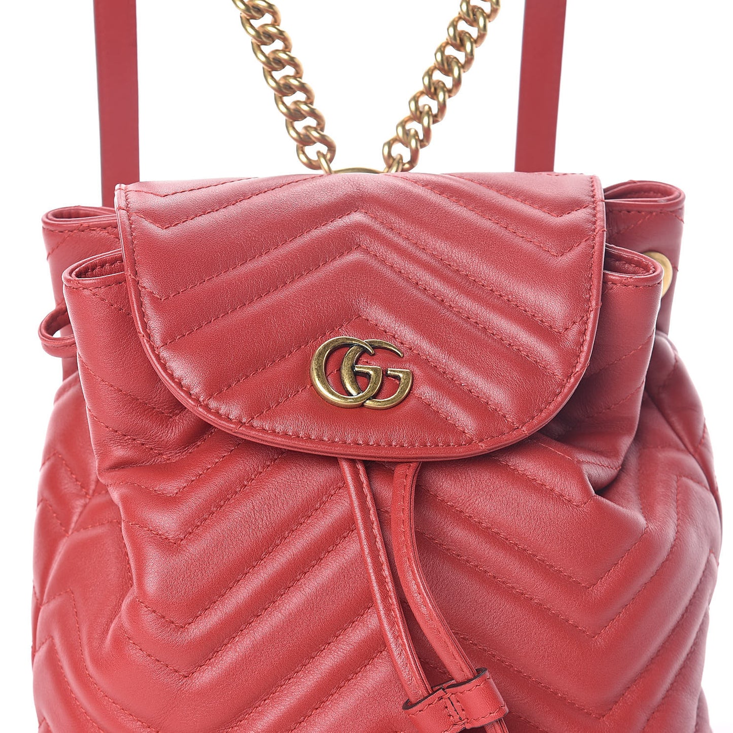 Calfskin Matelasse GG Marmont Flap Backpack Hibiscus Red
