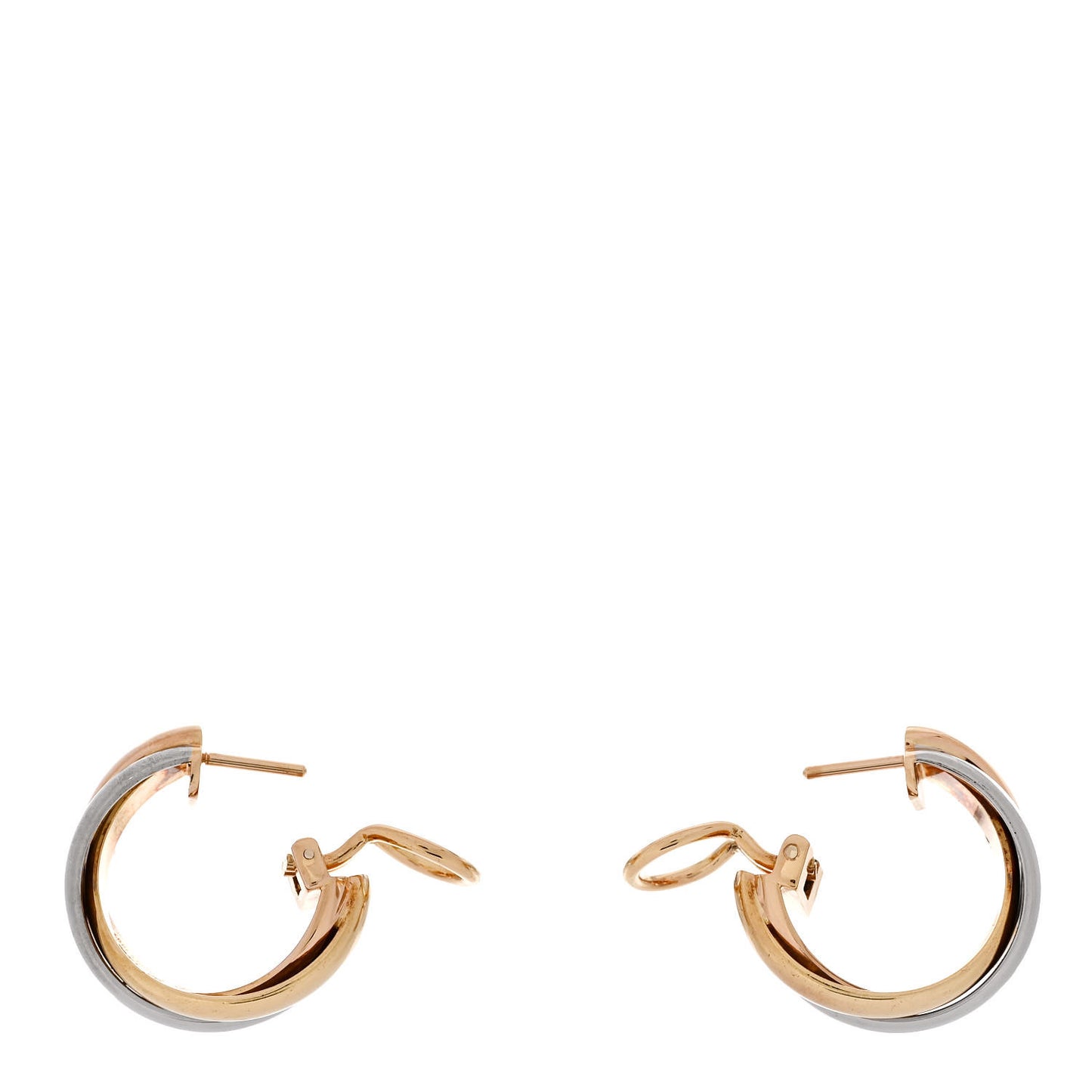 18K Pink Yellow White Gold Classic Trinity Hoop Earrings