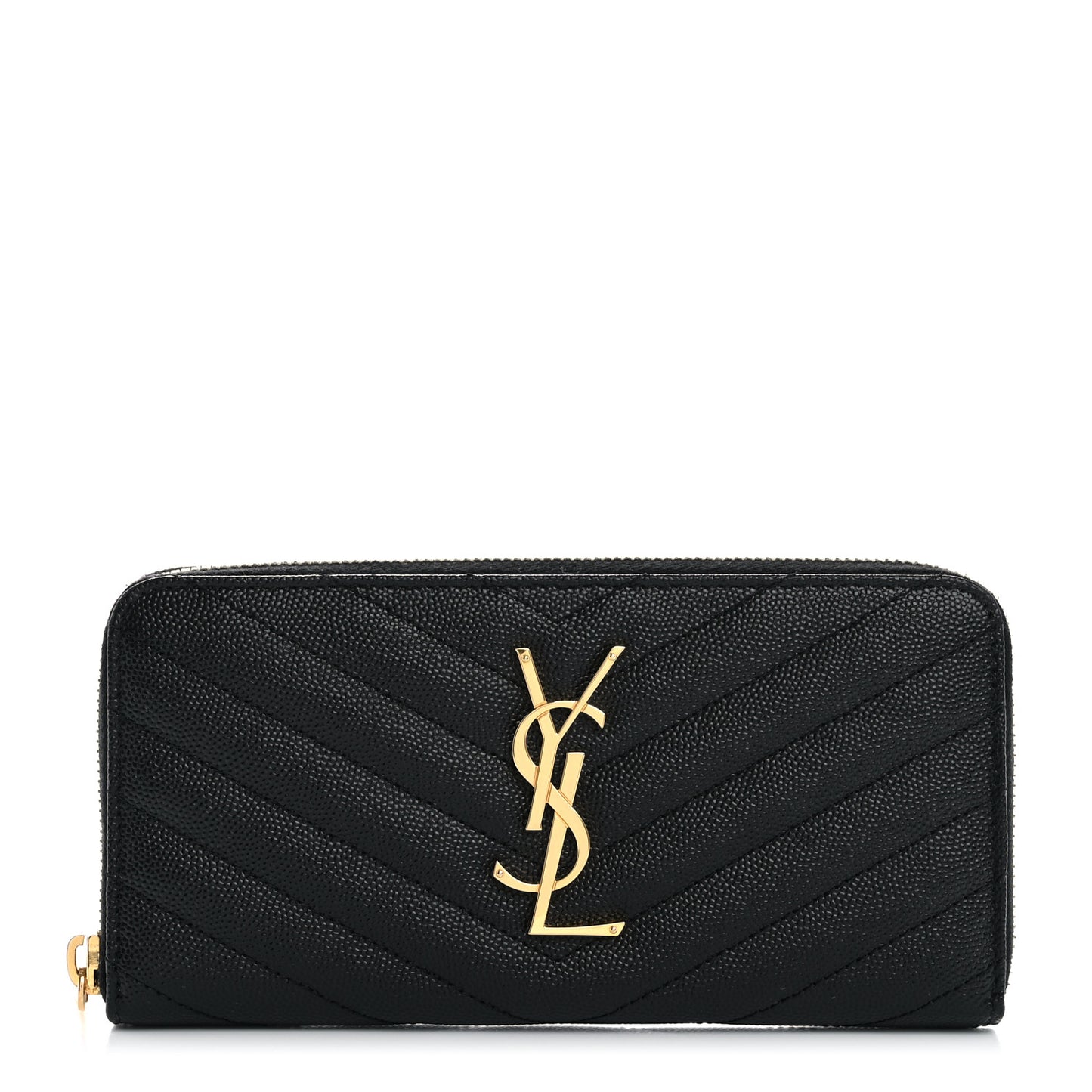 Grain De Poudre Matelasse Chevron Monogram Zip Around Wallet Black