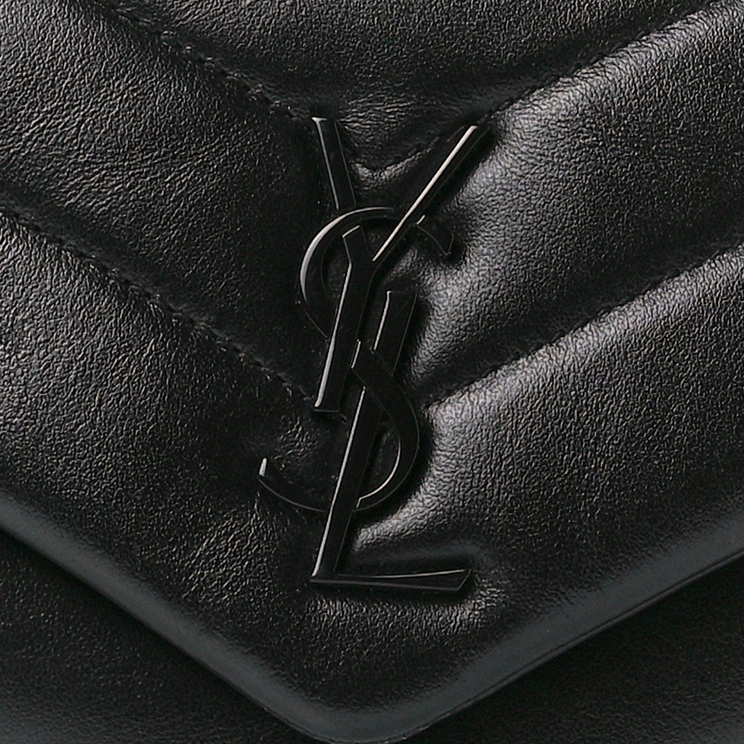 Calfskin Y Quilted Monogram Monochrome Toy Loulou Crossbody Bag Black