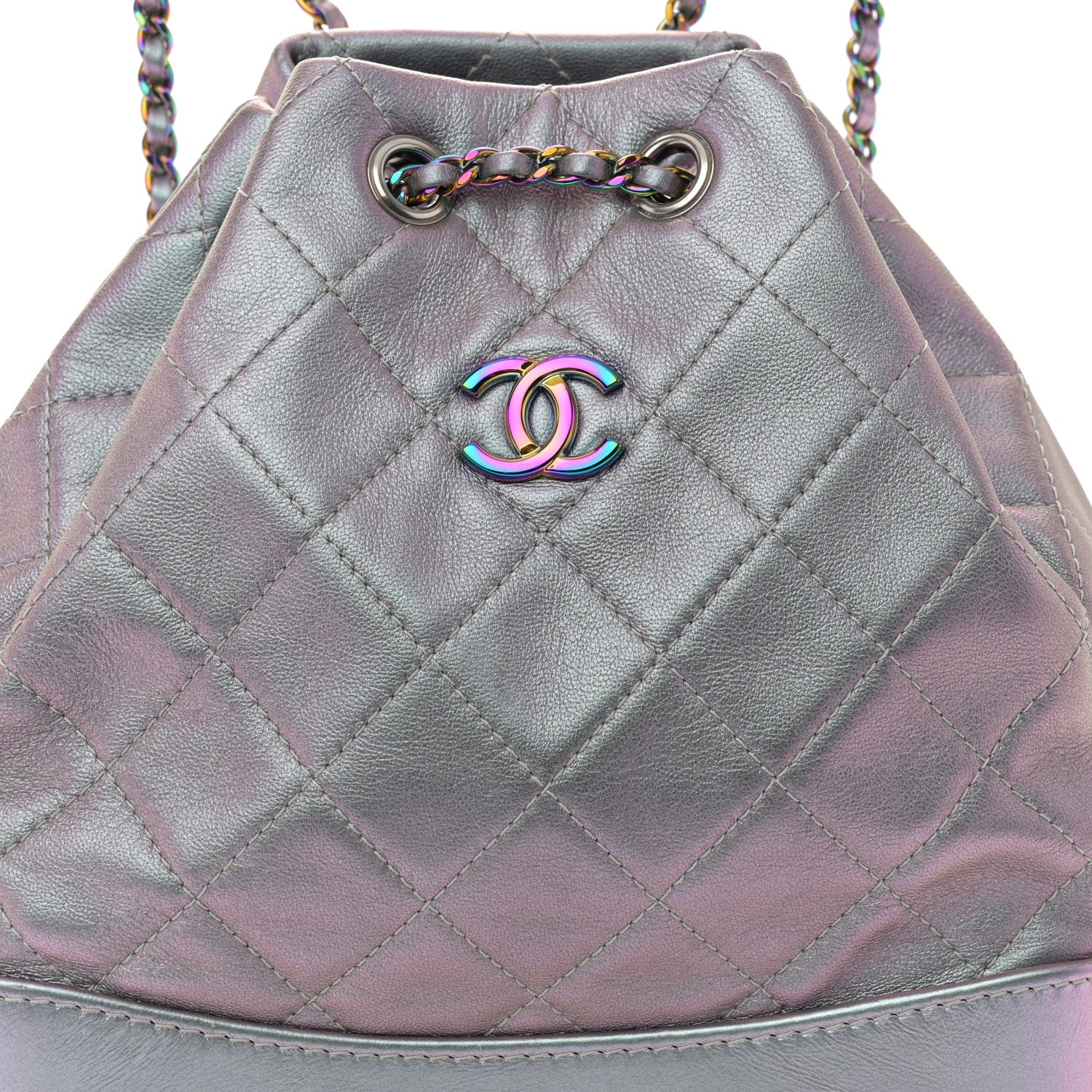 Chanel Iridescent Lambskin Calfskin Small Quilted Gabrielle Backpack Light Purple 8 of 10