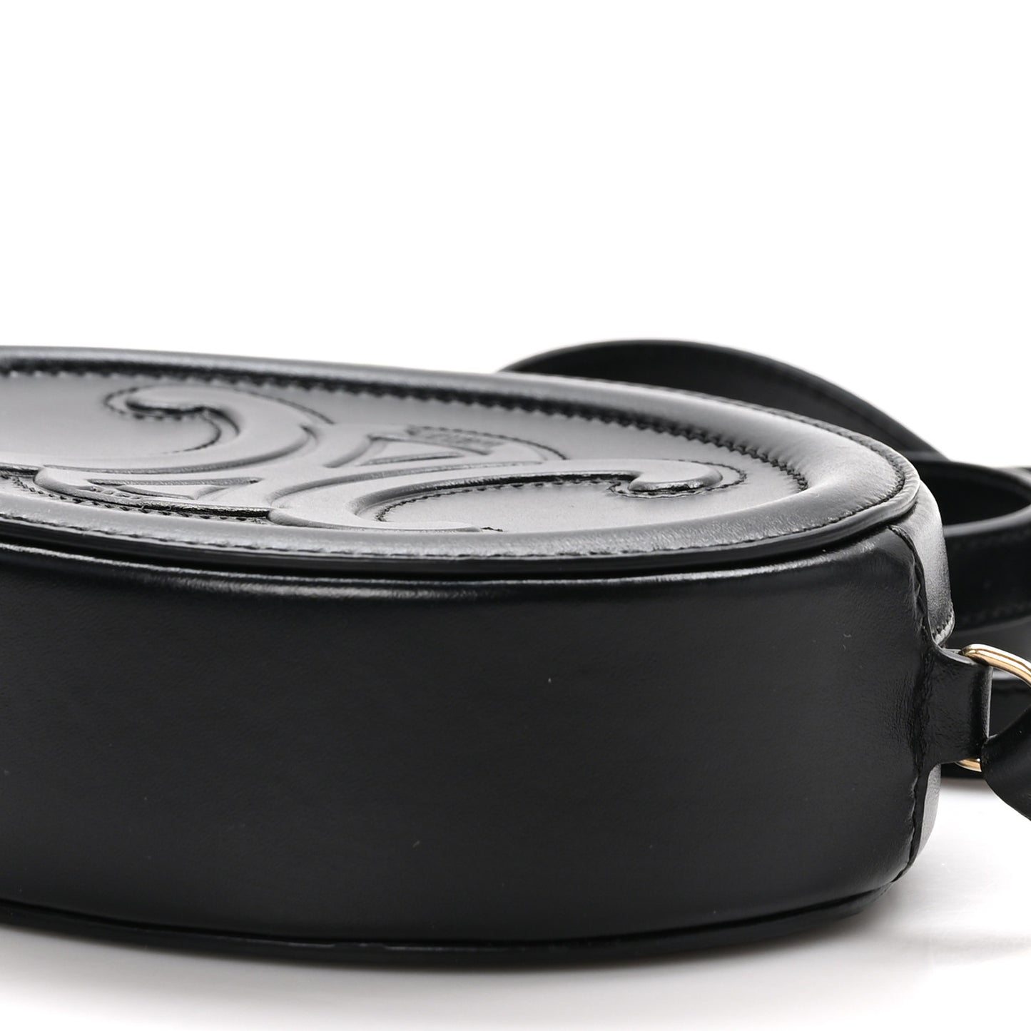 Smooth Calfskin Cuir Small Triomphe Oval Crossbody Purse Black