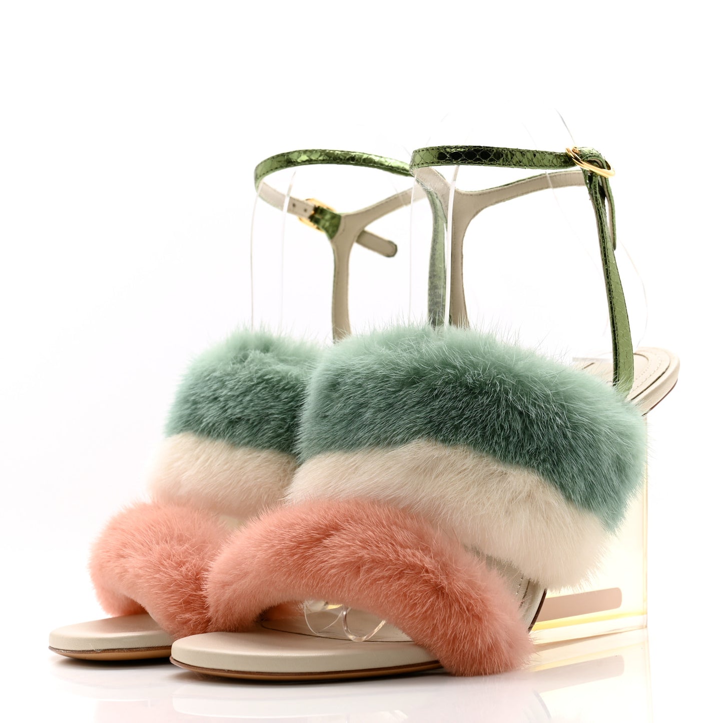 Mink Ayers Lucite Fendi First 95mm Sandals 37 Bellini Hermi Urano Pirite